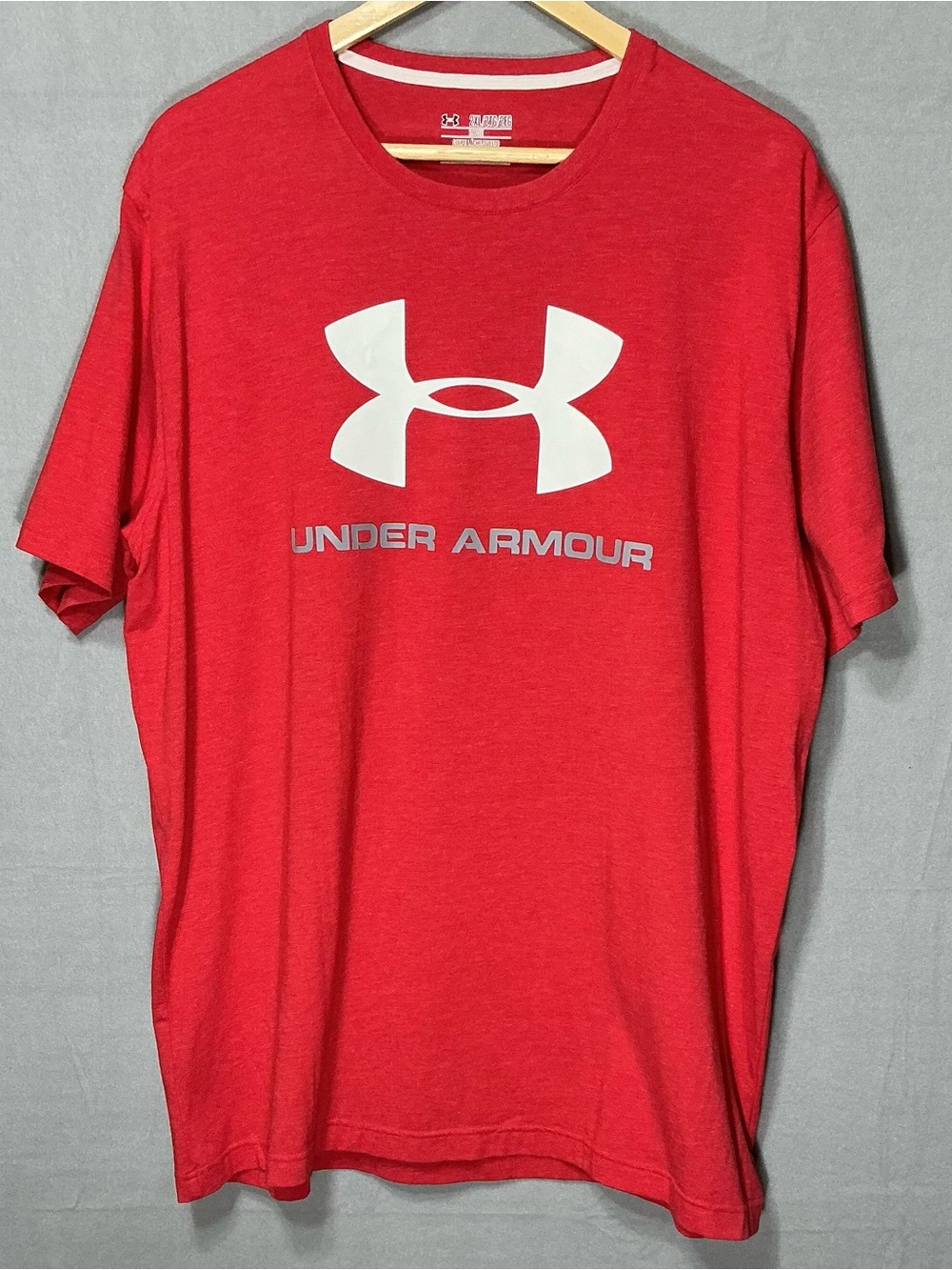 Under Armour 2XL Heather Red Sportstyle Logo Performance T-Shirt Loose Fit